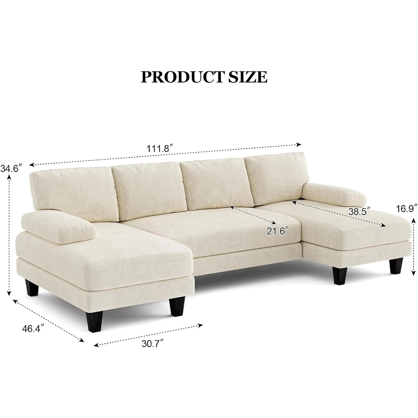 Modern White U-Shaped Sectional Sofa – Spacious, Stylish, and Inviting