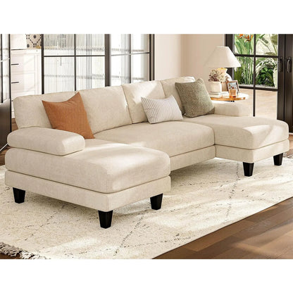 Modern White U-Shaped Sectional Sofa – Spacious, Stylish, and Inviting