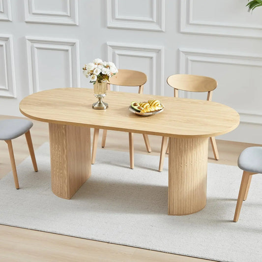 70.8" Oval Modern Farmhouse Dining Table — Spacious Seating for 4–6