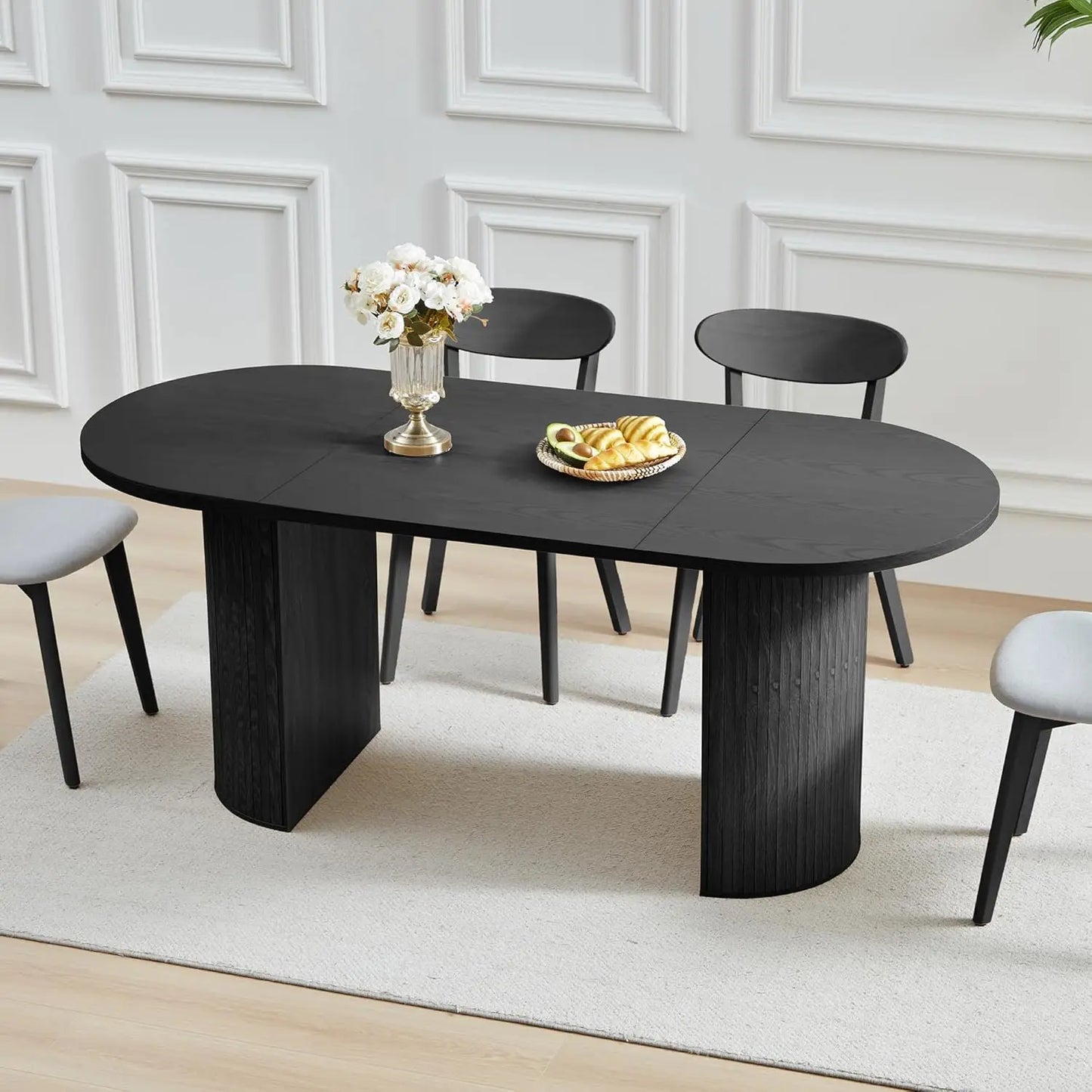 70.8" Oval Modern Farmhouse Dining Table — Spacious Seating for 4–6
