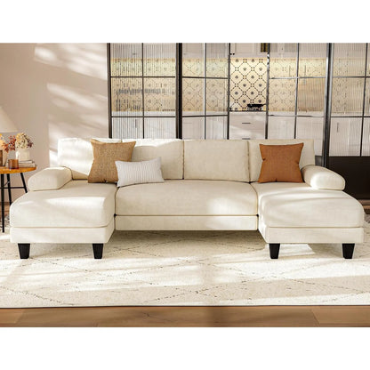 Modern White U-Shaped Sectional Sofa – Spacious, Stylish, and Inviting