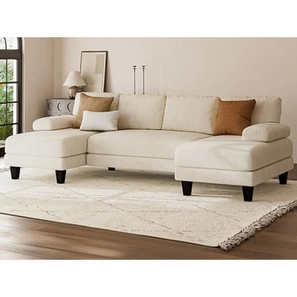 Modern White U-Shaped Sectional Sofa – Spacious, Stylish, and Inviting