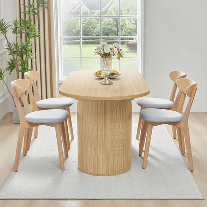 70.8" Oval Modern Farmhouse Dining Table — Spacious Seating for 4–6